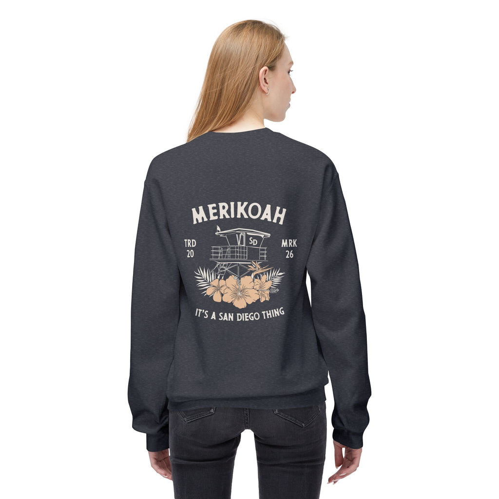 Merikoah Floral Crewneck Sweatshirt — Soft Pastel Hibiscus Design