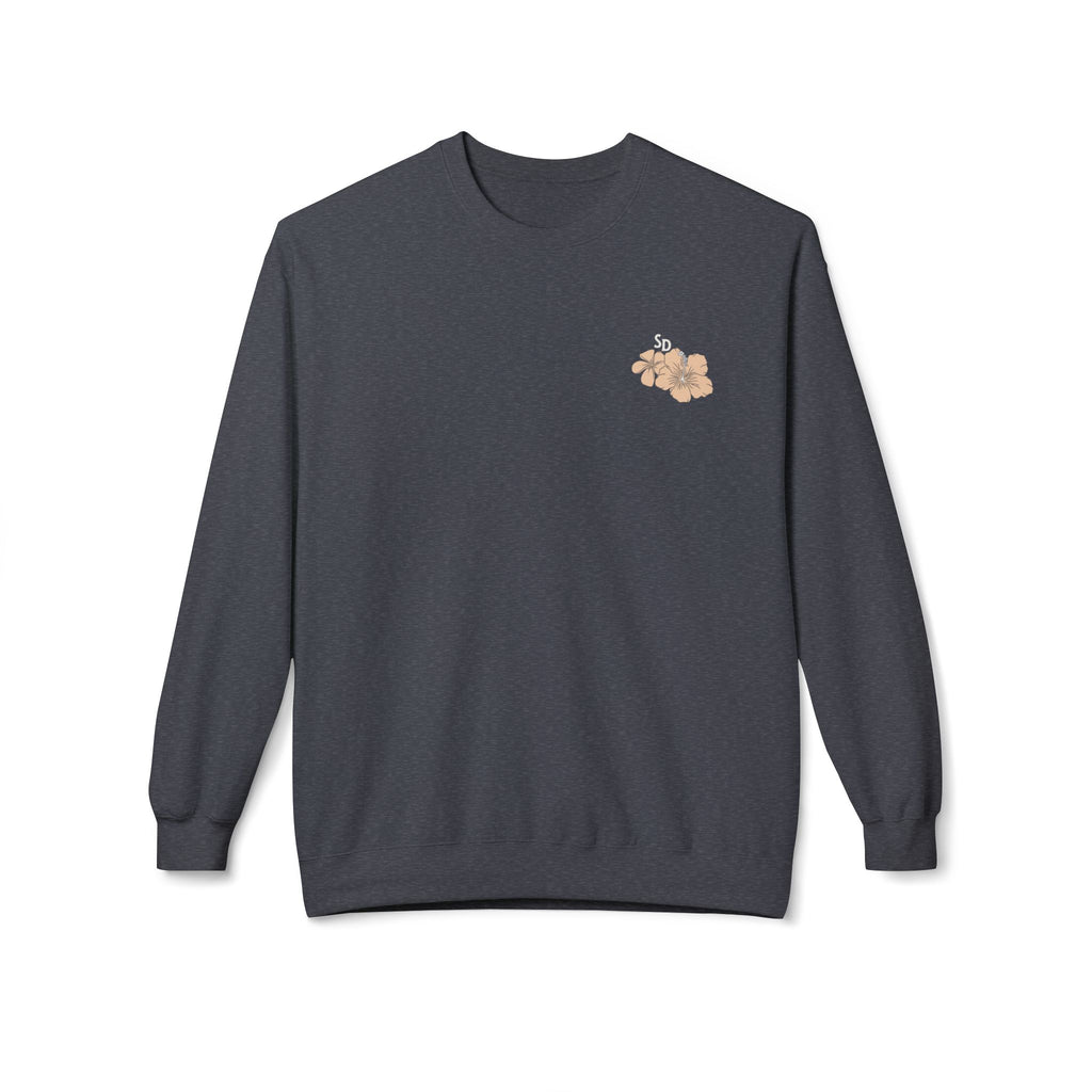 Merikoah Floral Crewneck Sweatshirt — Soft Pastel Hibiscus Design