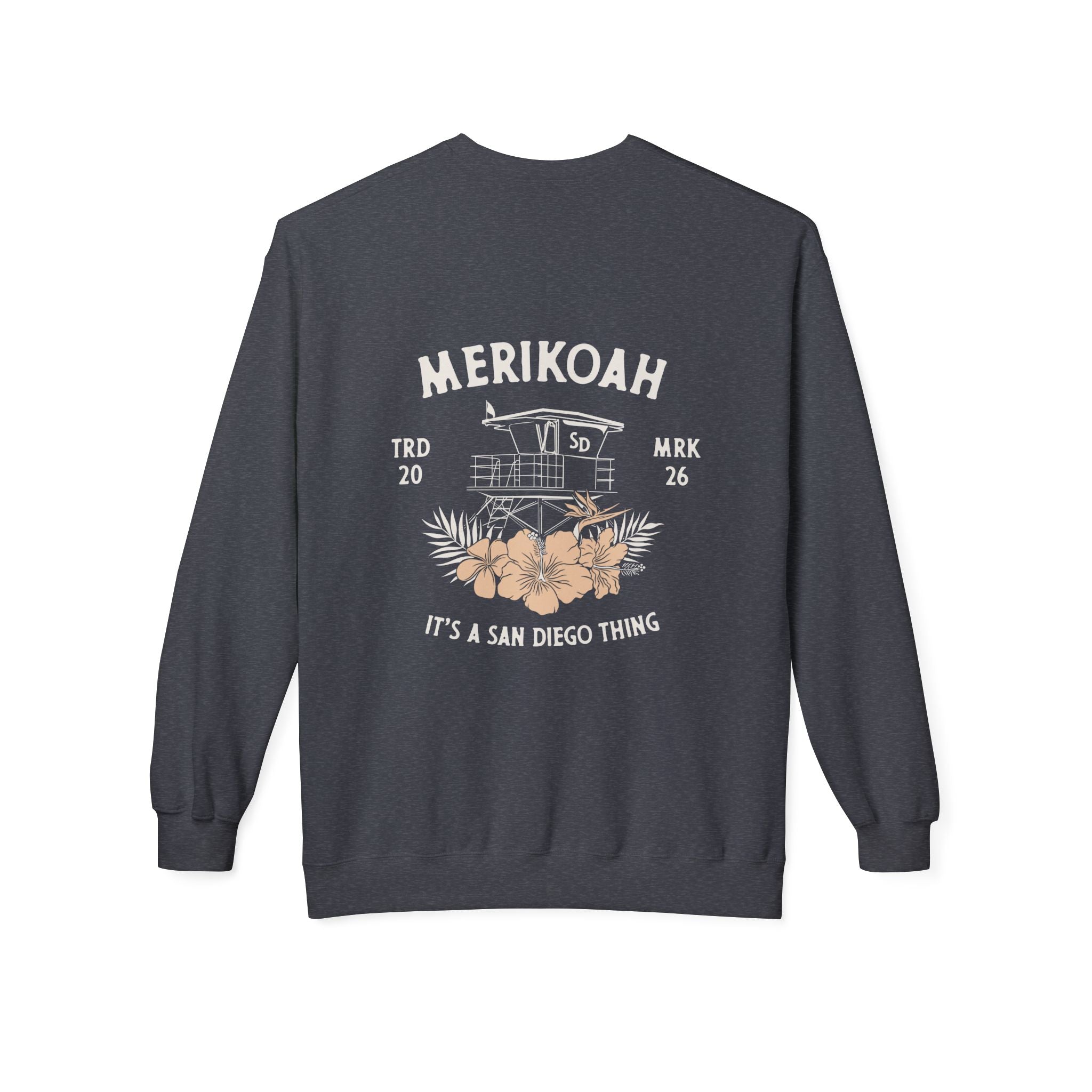 Merikoah Floral Crewneck Sweatshirt — Soft Pastel Hibiscus Design