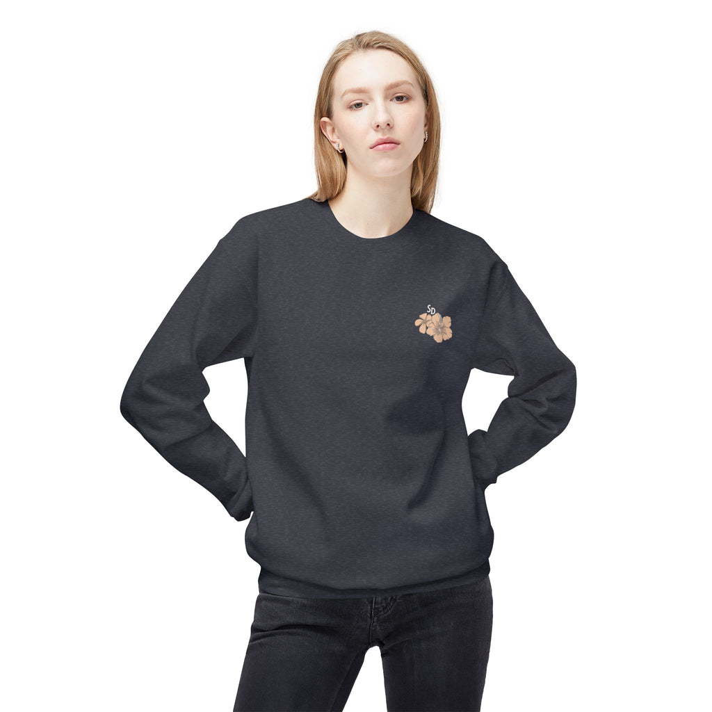 Merikoah Floral Crewneck Sweatshirt — Soft Pastel Hibiscus Design